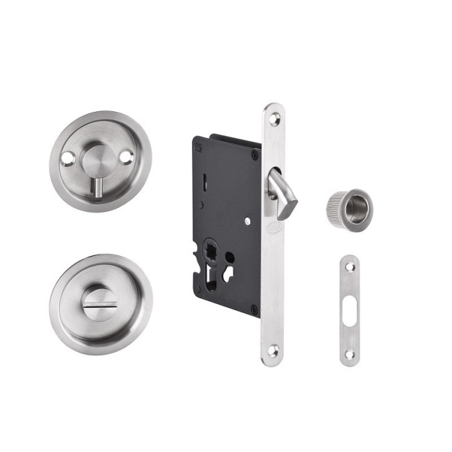 CERRADURA DE EMBUTIR PARA PUERTAS CORREDERAS IN.20.241.F CON TIRADORES - ACERO INOXIDABLE SATINADO