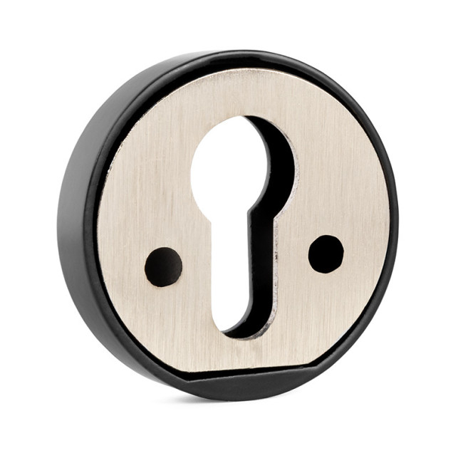 BOCALLAVE SEGURIDAD Ø51x10mm NEGRO, CROMO CEPILLADO, LATÓN MATE