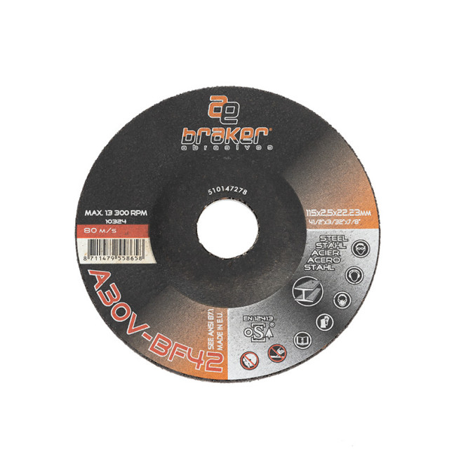 DISCO CORTAR ACERO BRAKER 115x2,5x22 CWA24-SBF42 CENTRO HUNDIDO