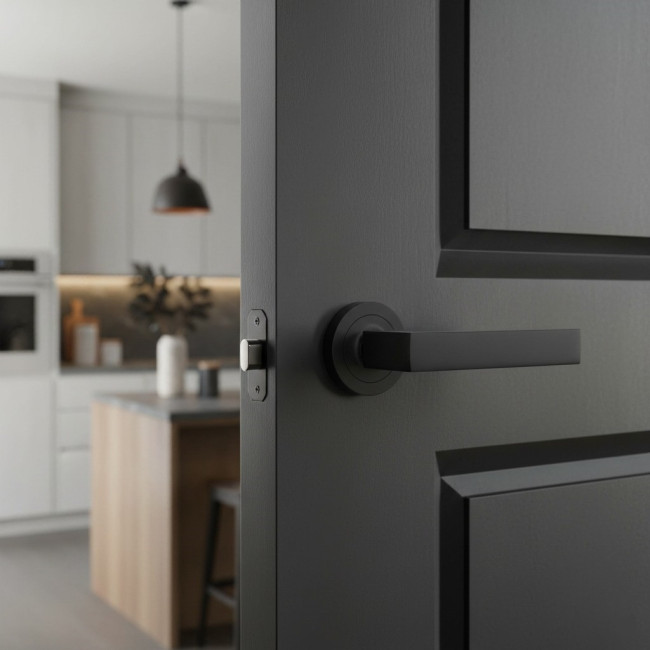 MANIVELA CON ROSETA. DE ALUMINIO, MODELO TENDAL Ø50 Y ACABADO NEGRO MATE