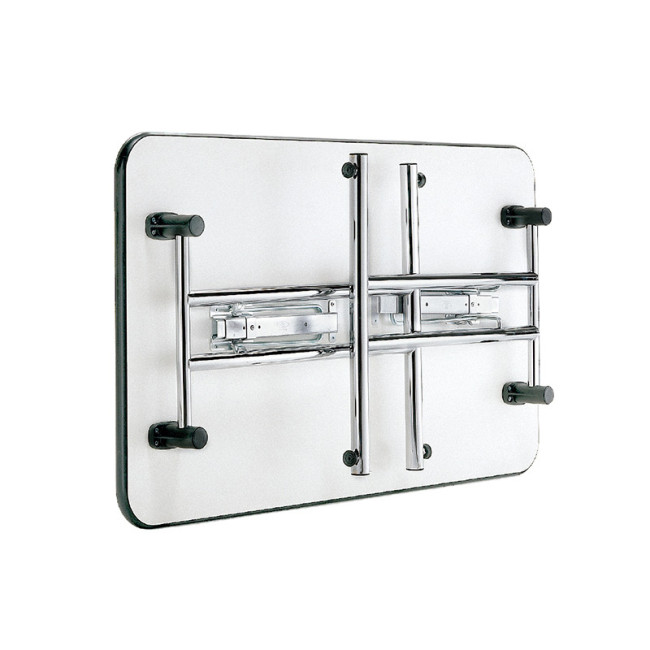 BASTIDOR PLEGABLE PARA MESA. ACERO Y PLÁSTICO. CROMO. ALTURA 710MM. SISTEMA DE BLOQUEO