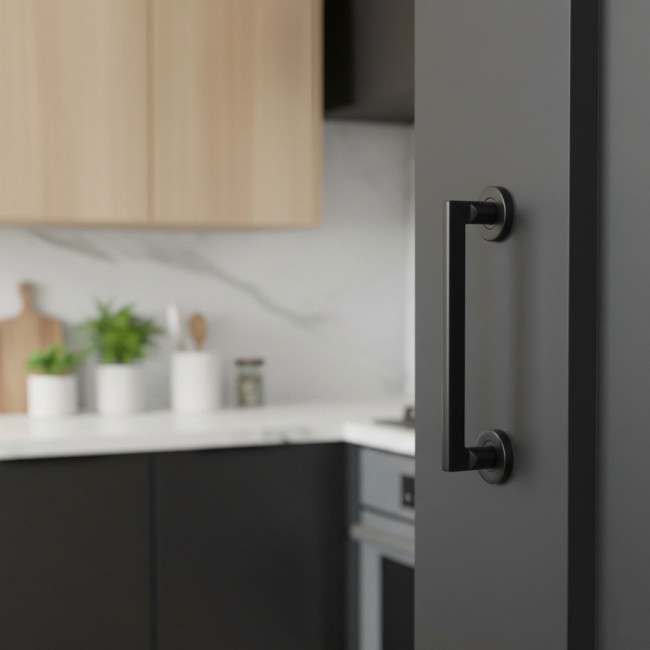 MANILLON INOXIDABLE RENTAL C200 Ø50 NEGRO CON ROSETAS d50mm. MANILLON INOXIDABLE RENTAL C200 Ø50 NEGRO CON ROSETAS d50mm.