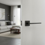 MANILLA CON ROSETA ZAMAK MODELO ZET 51X51 ACABADO NEGRO MATE, NIQUEL SATINADO ACABADO NEGRO