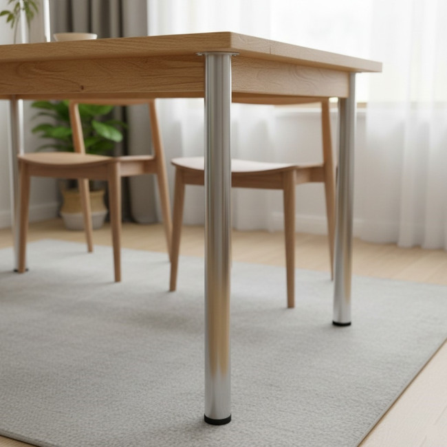 JGO.4PATAS REGULABLE PARA MESA VIGO 80-810 NIQUEL SATINADO MESA FIJA