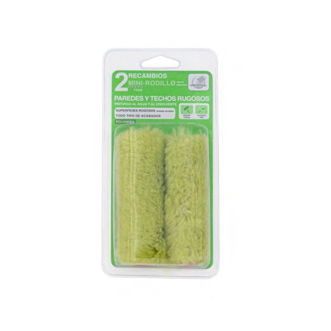 2 REC.MINI RODILLO HILO VERDE 6cm P-T.RG PAREDES Y TECHOS RUGOSOS
