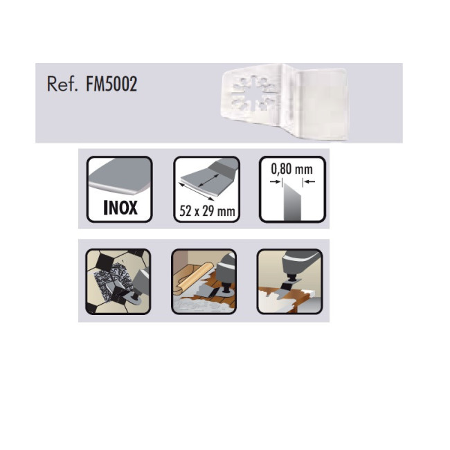 RASCADOR S/OSCILANTE INOXIDABLE 52x29mm FM5002 CURVO
