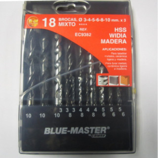 BROCAS. HSS/WIDIA. PARA MADERA. 18 PIEZAS - BLUE MASTER