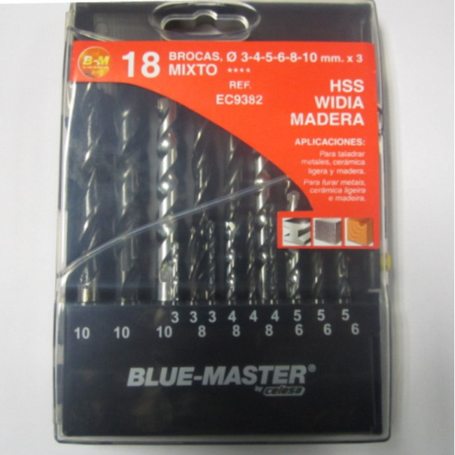 BROCAS. HSS/WIDIA. PARA MADERA. 18 PIEZAS - BLUE MASTER