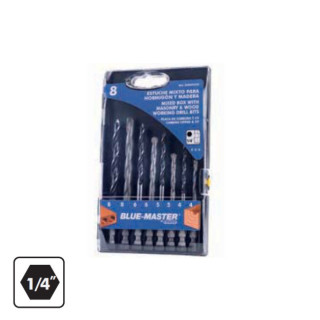 ESTUCHE MIXTO 4WIDIA/4HSS 1/4 4-5-6-8mm MANGO HEXAGONAL 1/4"