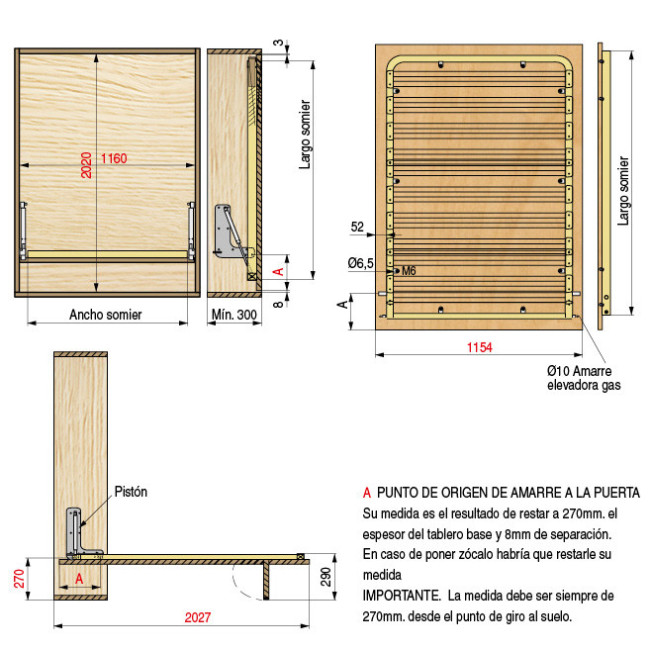 SOMIER VERTICAL 105X190 GRIS C/PATAS  (PLACAS,ELEVADORES Y MUEBLE NO INCLUIDOS)