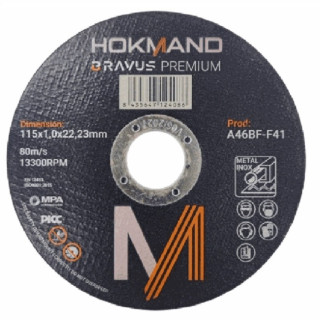 DISCO CORTAR INOXIDABLE HOKMAND 115x1x22 BRAVUS PREMIUM