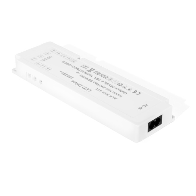 TRANSFORMADOR LED DE 10 VÍAS. 100W. 24V DC. IP20. PLÁSTICO. 240V AC
