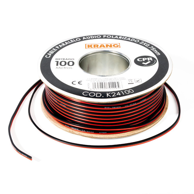 PARALELO BICOLOR 2X0,75 ROJ/NEG ROLLO 100M