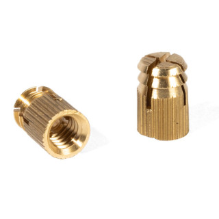 TUERCA EXPANSIBLE LATON M4-8 CILINDRICA  PARA TALADRO 5mm. SIN PASTILLA.