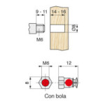 TUERCA EXPANSIBLE. LATÓN. BOLA INTERIOR. ROSCA M6. DIÁMETRO 8MM