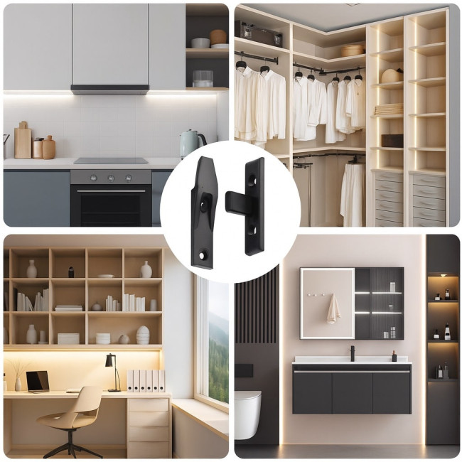 HERRAJES KEKU SU M+H PARA UNIÓN PANELES PLASTICO NEGRO. PARA MONTAJE SUSPENDIDO.