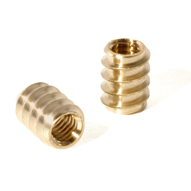 TUERCA EMBUTIR LATON ROSCA MADERA d6-8 M4  IDEAL PARA POMOS Y TIRADORES DE MADERA.