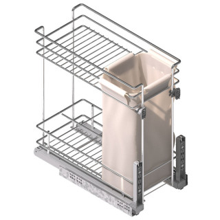 MÓDULO BOTELLERO/PANERO CLASSIC EXTRAÍBLE CON GUÍAS SLOW - PARA MUEBLE DE 300 MM, CIERRE SUAVE Y BOLSA PARA PAN