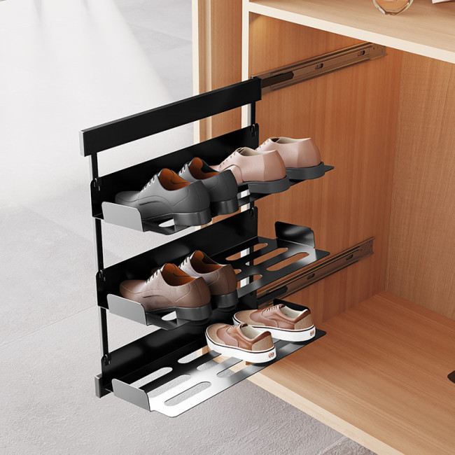 ZAPATERO BASTIDOR EXTRAÍBLE CHIC CON GUÍAS LATERALES - ACERO ANTRACITA EN 2 ALTURAS Y AMBAS MANOS