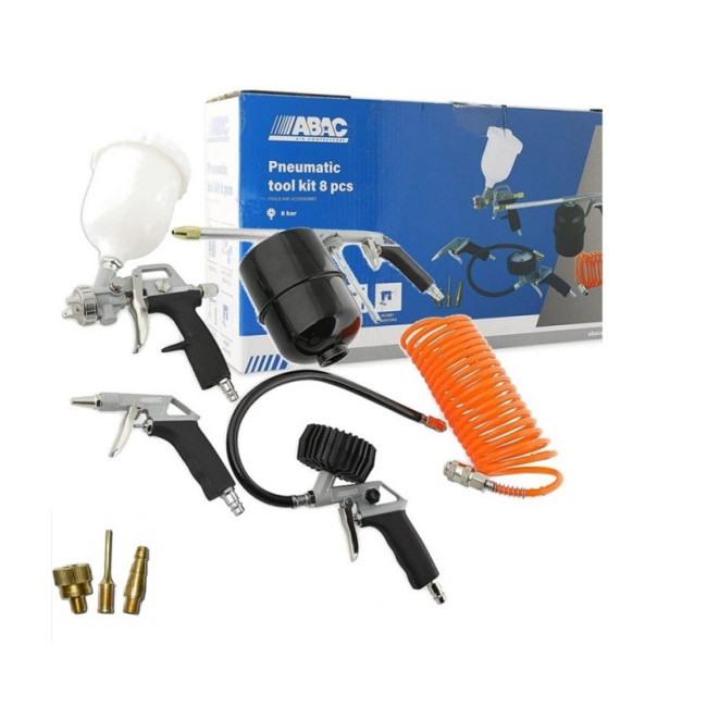 KIT NEUMÁTICO. 8 PIEZAS. PARA SOPLAR, INFLAR Y LIMPIAR - ABAC