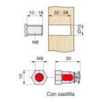 TUERCA EXPANSIBLE LATON M8-20 C/BOLA  PARA TALADRO 10mm.