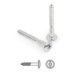 TORNILLO TIRADOR PARA ROSCA MADERA. ACERO. CABEZA ANCHA KOMBY. ZINCADO
