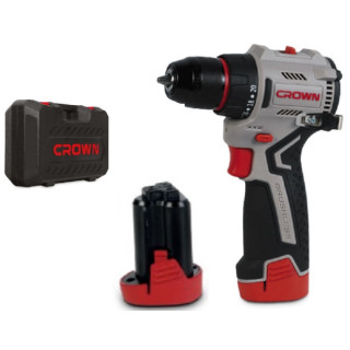 ATORNILLADOR COMPACT CROWN 2x12V-2Ah USB CARGADOR USB SIN ESCOBILLAS MALETIN