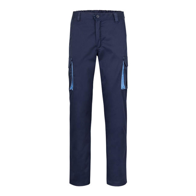 PANTALÓN DE TRABAJO BICOLOR STRETCH AZUL NAVY/CELESTE TALLAS 38 - 54