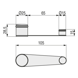 TOPE PUERTA DOBLE C/RETENEDOR INOX201  LARGO TOTAL 105mm. ENTRE EJES 85mm. 2