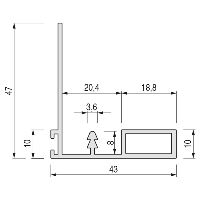 PERFIL TIRADOR DUCADO 2,75 PLATA...