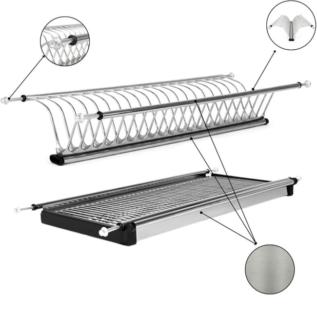 ESCURREPLATOS DE ACERO INOXIDABLE CON BANDEJA PARA MÓDULO DE 1000 MM. MODELO ECO EIRE