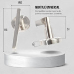 MANILLA CON ROSETA CUADRADA 50X50. DE ALUMINIO. MODELO RENTAL. ACABADO NIQUEL SATINADO