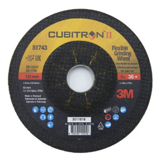 DISCO DE DESBASTE FLEXIBLE 3M CUBITRON II 125 MM