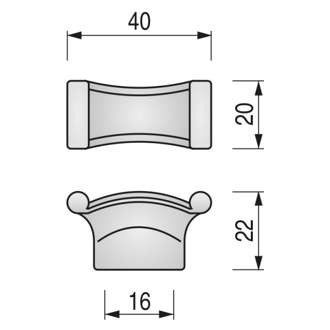 SERIE MARETA POMO ZAMAK 40X20. ELEGIR ACABADO.