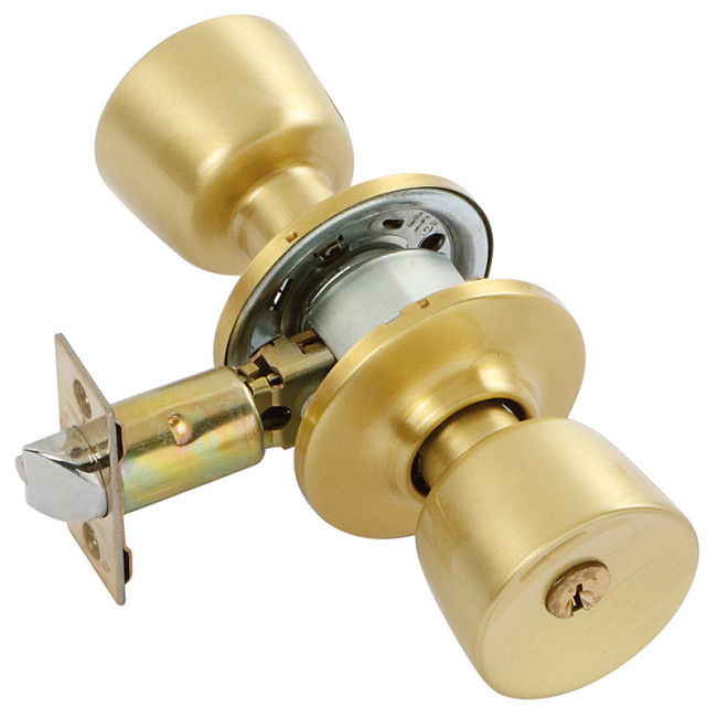 POMO TULIPA CON CERRADURA. HIERRO. LATONADO. PUERTAS DE PASO TIPO AULA. CUADRADILLO 8MM - TESA