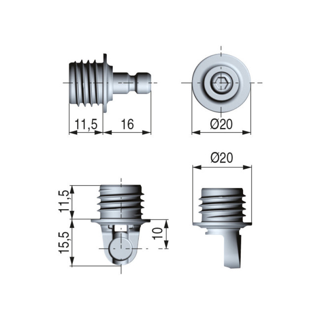 COMPAS K12 PLACA FIJACION EMBUTIR GRAFITO