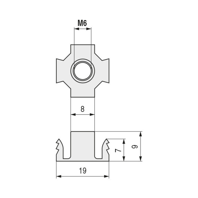 TUERCA UÑA-DENTADA PUNXO M6 ZINCADA