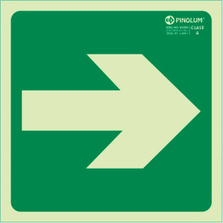 SEÑAL 9074 PLÁSTICO 105x105 FLECHA DERECHA LUMINISCENTE