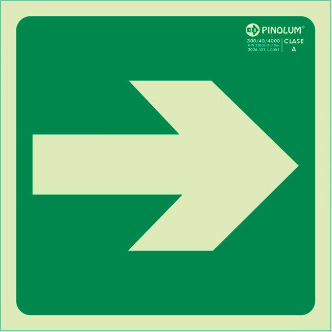 SEÑAL 9074 PLÁSTICO 105x105 FLECHA DERECHA LUMINISCENTE