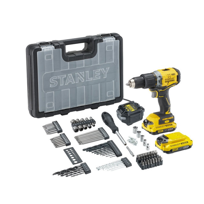 TALADRO PERCUTOR BRUSHLESS SFMCD721D2K. PAR MÁXIMO 80NM. PERCUSIÓN. 18V. PORTABROCAS METÁLICO. DIÁMETRO 13MM - STANLEY