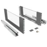 CAJÓN CON LATERALES DE CRISTAL QUBE. EXTRACCIÓN TOTAL. CIERRE AMORTIGUADO. ANTRACITA. ALTURA 185MM