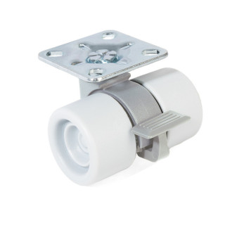 RUEDA GIRATORIA FERRARI A/DOB Ø38 BL-GR PLÁSTICO CON FRENO