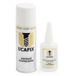KIT DE ADHESIVO CIANOACRILATO I1100. ALTA VISCOSIDAD. CON ACELERANTE. DOS ENVASES. 50 ML + 200 ML