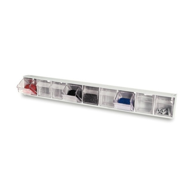 MÓDULO BASCULANTE. MODULAR. COMPARTIMENTADO. PLÁSTICO TRANSPARENTE. 9 CAJONES