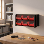 CLASIFICADOR APILABLE ESTANTE. PLÁSTICO RÍGIDO. NEGRO Y ROJO. 360 X 170 X 190 MM - TAYG