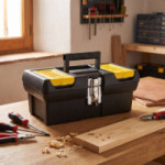 CAJA DE . PLÁSTICO RÍGIDO. CIERRE METÁLICO. CROMADO. BANDEJAS SUPERIORES. 318 X 178 X 130 MM - STANLEY