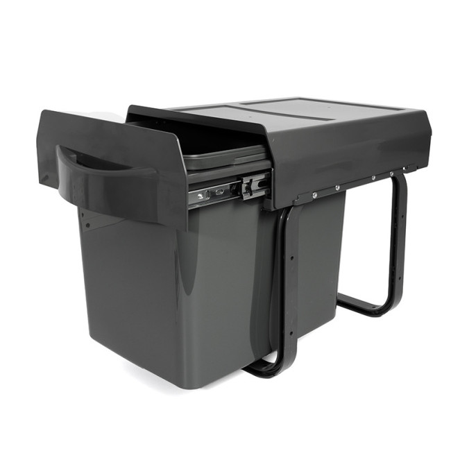 CUBO DE BASURA EXTRAÍBLE VIRTUS. CAPACIDAD 16L. TAPA ANTIOLORES. PLÁSTICO. COLOR ANTRACITA. ANCHO MÍNIMO 300MM