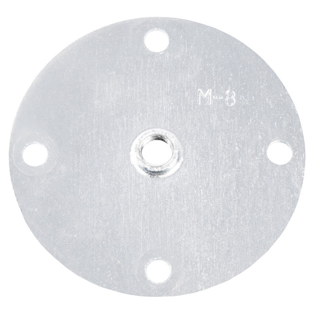 PLACA REDONDA PARA PATAS. ZINCADO. ROSCA M8. DIÁMETRO EXTERIOR 66MM - Q&AMPQ