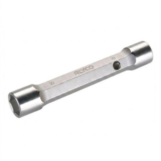LLAVE TUBULAR DE DOBLE BOCA. ACERO. GRIS METALIZADO. TALADRO LATERAL - ALYCO 2