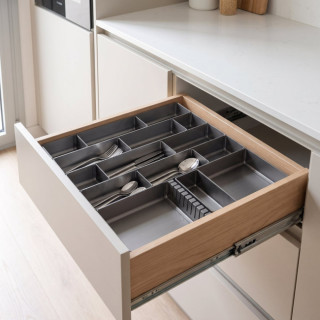 CUBERTERO MODULAR. ALUMINIO. ANTRACITA. PARA CAJÓN. ORGANIZACIÓN INTERIOR. ANCHURA MÁXIMA 450MM 2